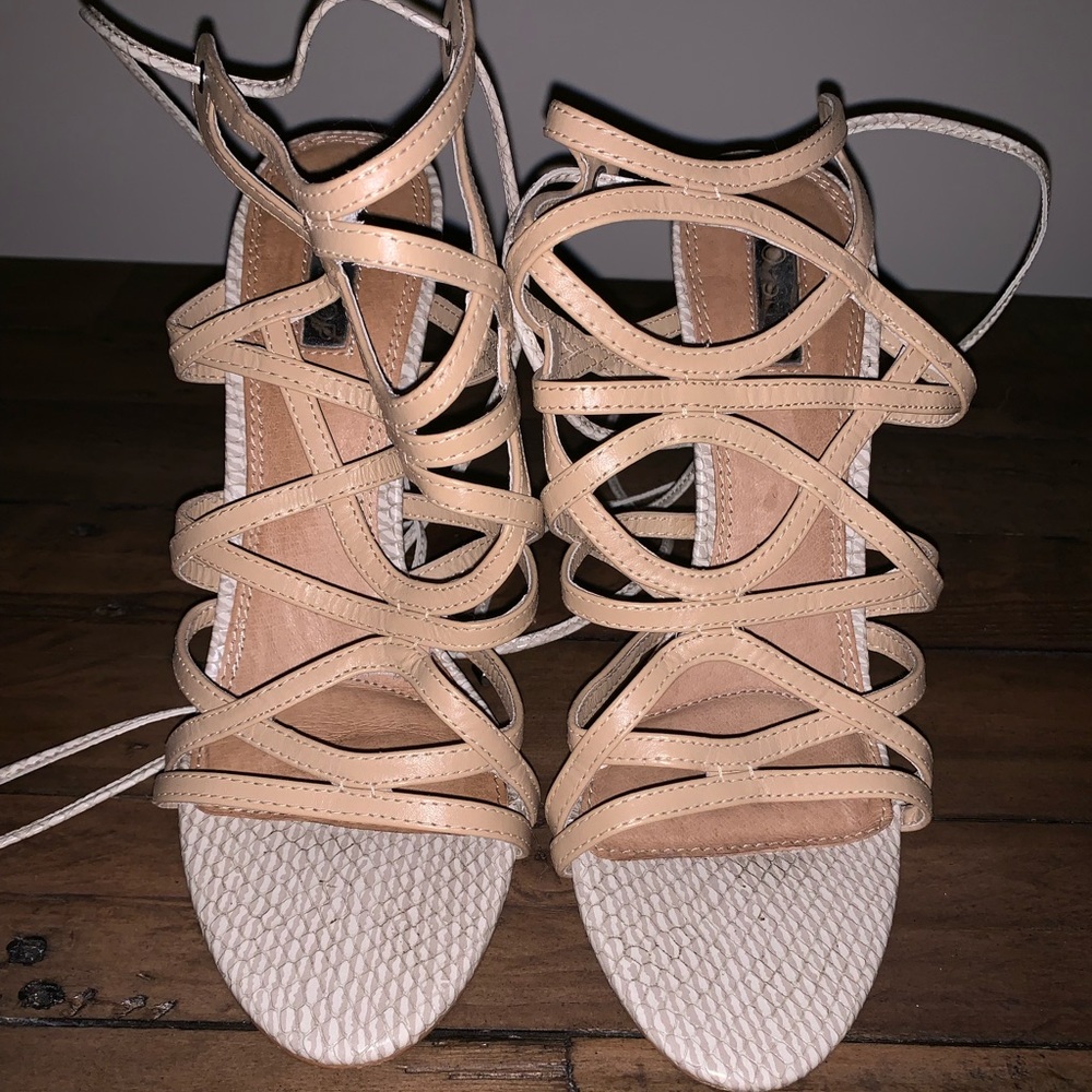 Topshop Nude Strappy Heels